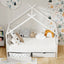 Artiss Bed Frame Wooden Base Kids Single Timber House with 2 Storage Drawers Beds White