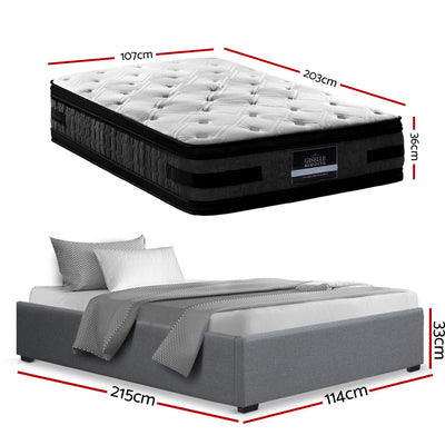 Artiss Bed Frame with 36cm Giselle Mattress Set King Single Gas Lift Base Grey