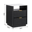 Artiss Bedside Table with Charging Station and 2 Drawers Black