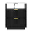 Artiss Bedside Table with Charging Station and 2 Drawers Black