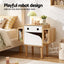 Artiss Bedside Table with Drawer Robot Design for Kids' Room Bedroom Pine