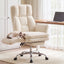 Artiss Big & Tall Criss Cross Office Chair with Flip Armrests Foot Rest Reclining Teddy Fleece Beige