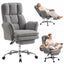Artiss Big & Tall Criss Cross Office Chair with Flip Armrests Foot Rest Reclining Teddy Fleece Grey