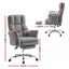 Artiss Big & Tall Criss Cross Office Chair with Flip Armrests Foot Rest Reclining Teddy Fleece Grey