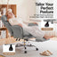 Artiss Big & Tall Criss Cross Office Chair with Flip Armrests Foot Rest Reclining Teddy Fleece Grey