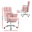 Artiss Big & Tall Criss Cross Office Chair with Flip Armrests Foot Rest Reclining Teddy Fleece Pink