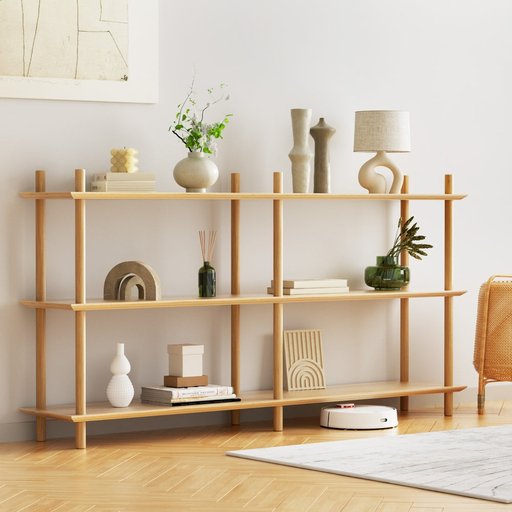 Artiss Bookshelf 3 Tiers Bookcase Display Shelves Wooden Storage Stand Rack Pine