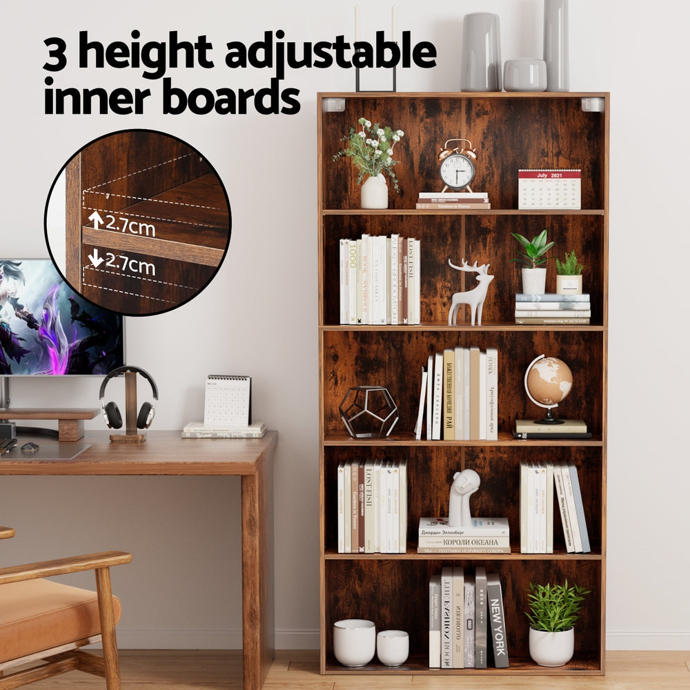 Artiss Bookshelf 5 Tiers Walnut