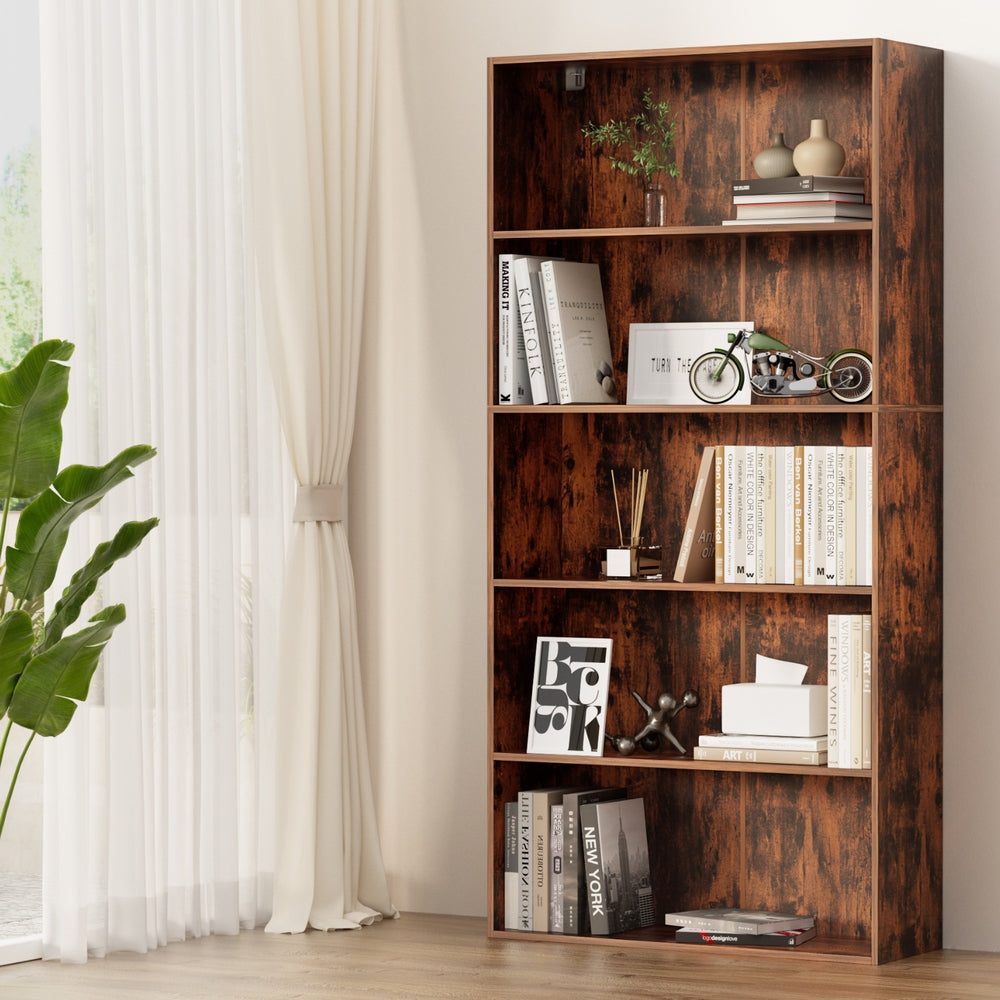 Artiss Bookshelf 5 Tiers Walnut