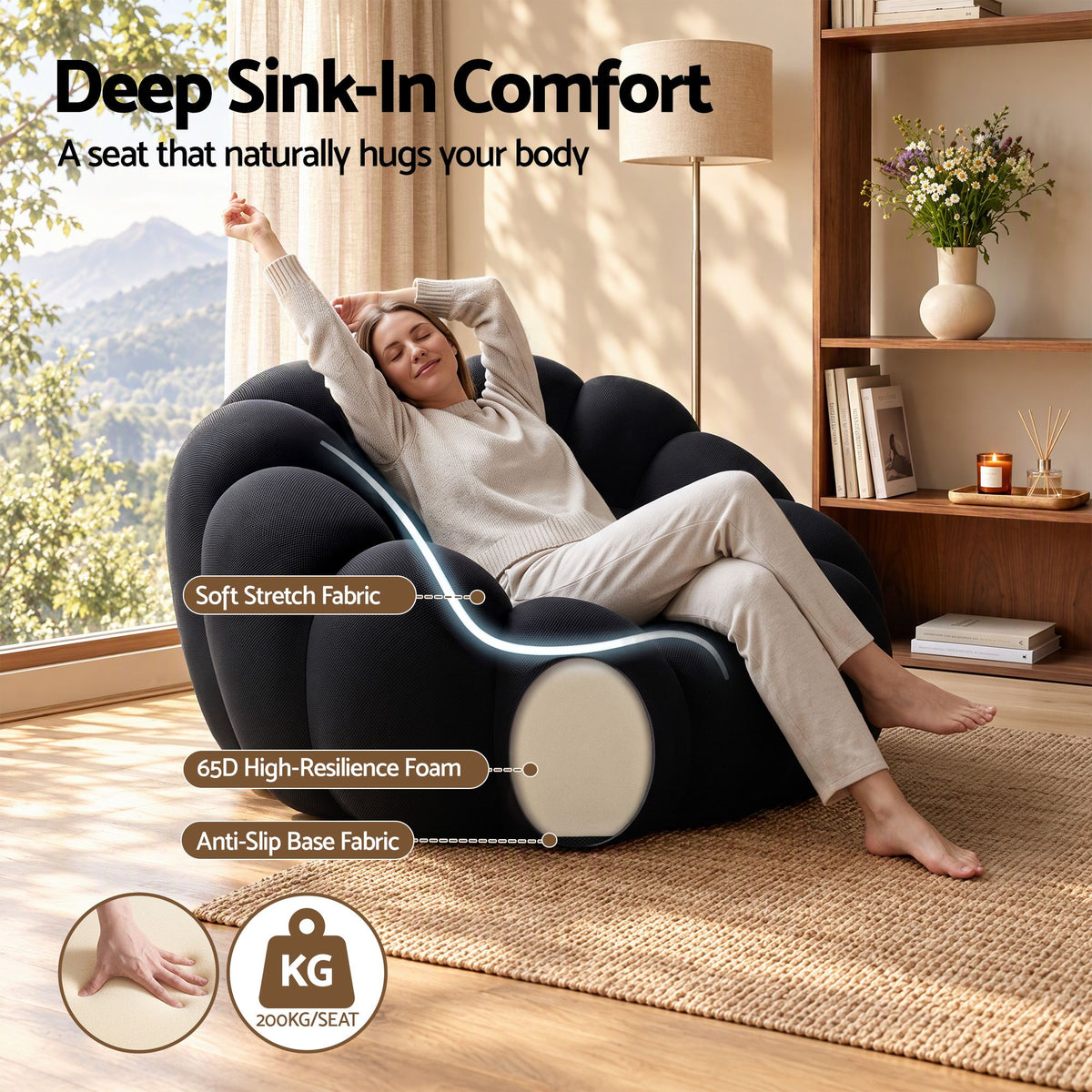 Artiss Bubble Floor Sofa Lazy Couch Single Lounge Chair Reading Accent Chairs
