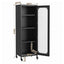 Artiss Buffet Cabinet Sideboard Slim Fluted Kitchen Storage Trolley Wheels Black