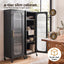 Artiss Buffet Cabinet Sideboard X2 Slim Kitchen Storage Trolley Wheels Black