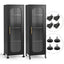 Artiss Buffet Cabinet Sideboard X2 Slim Kitchen Storage Trolley Wheels Black