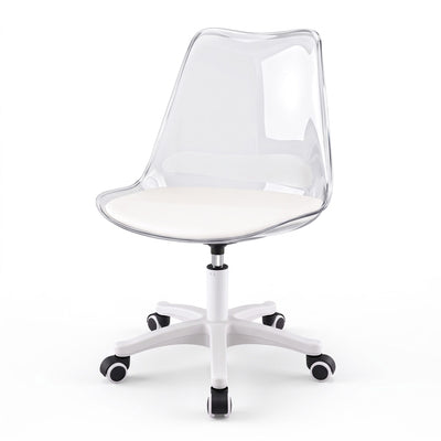 Artiss Clear Acrylic Office Chair Armless Swivel Vanity Desk Chair Mondern White