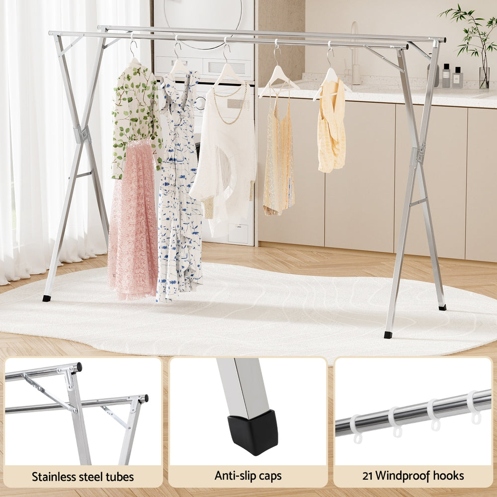 Artiss Clothes Rack Adjustable Foldable Steel