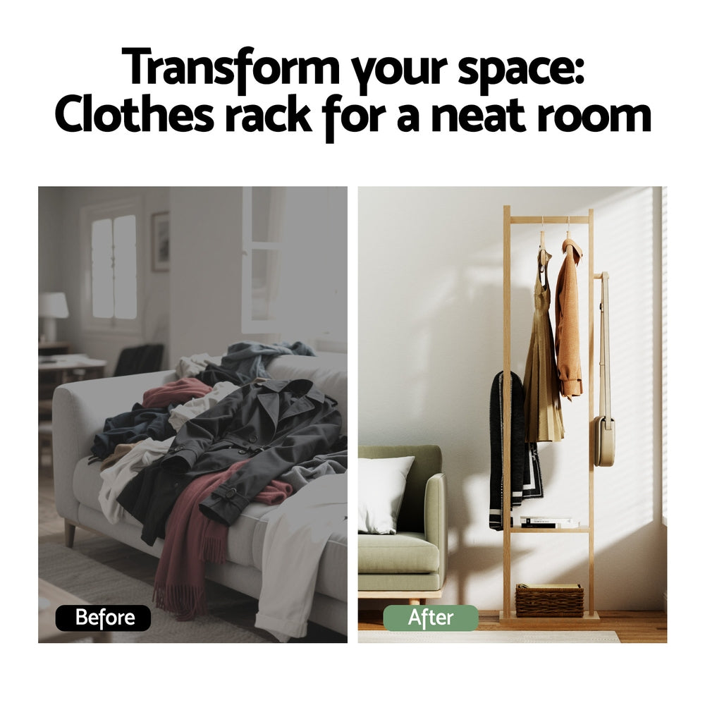 Artiss Clothes Rack Airer Coat Stand Bamboo