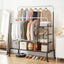 Artiss Clothes Rack Double Rod Airer Rail Coat Stand Hanger Storage Shelf
