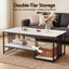 Artiss Coffee Table 100cm Faux Marble Finish Center Table 2-Tier Storage White&Black