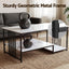 Artiss Coffee Table 100cm Faux Marble Finish Center Table 2-Tier Storage White&Black