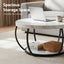 Artiss Coffee Table 2-Tier Marble Finish Round White&Black