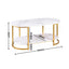 Artiss Coffee Table 2 Tier Oval Marble Finish Storage Shelf Metal Frame Center Table Living Room 100x50x45cm White & Gold