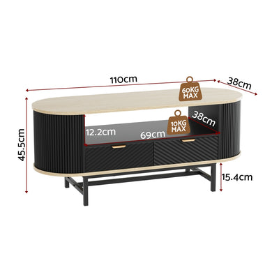 Artiss Coffee Table Drawer Shelf Wood&Black