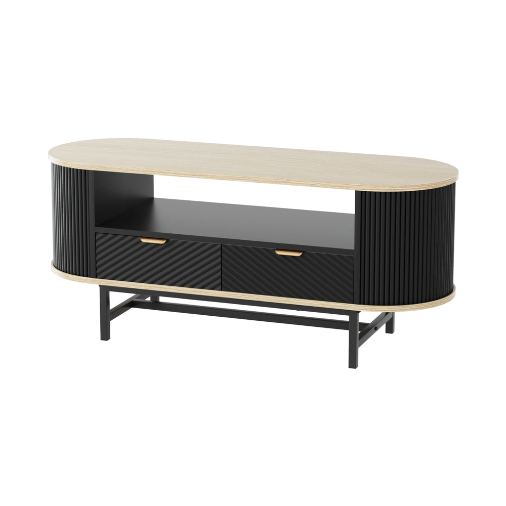 Artiss Coffee Table Drawer Shelf Wood&Black