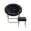 Artiss Comfy Saucer Chair Soft Faux Fur Foldable Accent Chair with Ottoman Black