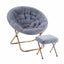 Artiss Comfy Saucer Chair Soft Faux Fur Foldable Accent Chair with Ottoman Grey