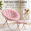 Artiss Comfy Saucer Chair Soft Faux Fur Foldable Accent Chair with Ottoman Pink