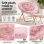 Artiss Comfy Saucer Chair Soft Faux Fur Foldable Accent Chair with Ottoman Pink