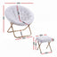 Artiss Comfy Saucer Chair Soft Faux Fur Foldable Accent Chair with Ottoman White