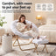 Artiss Comfy Saucer Chair Soft Faux Fur Foldable Accent Chair with Ottoman White