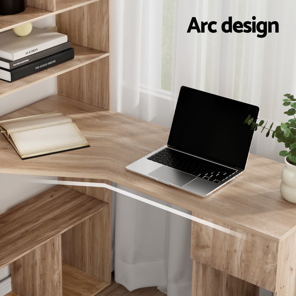 Artiss Computer Desk Bookshelf Drawer Cabinet Oak 120CM