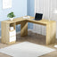 Artiss Computer Desk Drawer Cabinet L-Shape Oak 136CM