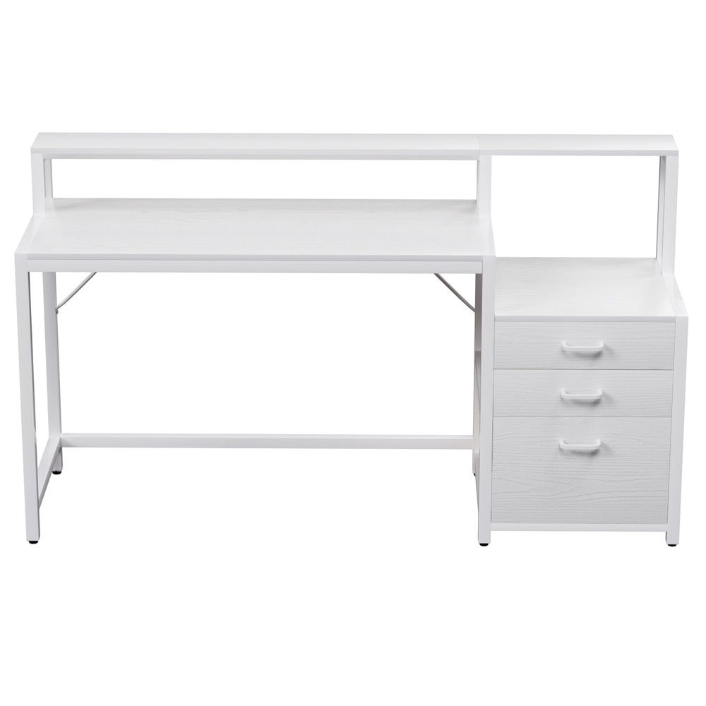 Artiss Computer Desk Home Office Study Table Desks w/Drawers Open Shelf White 160CM