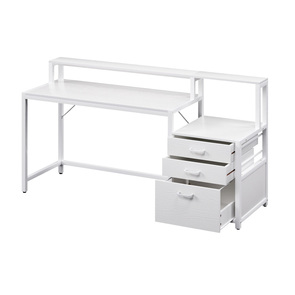 Artiss Computer Desk Home Office Study Table Desks w/Drawers Open Shelf White 160CM