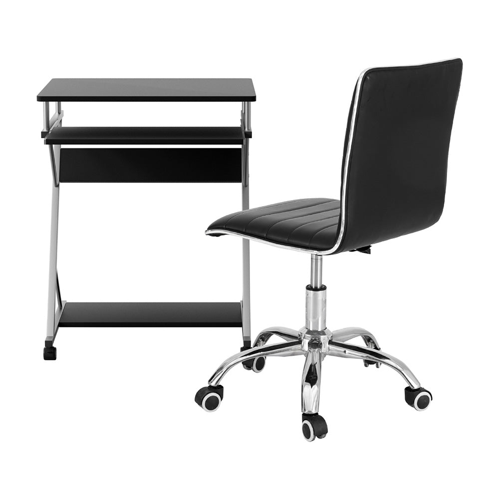 Artiss Computer Desk Office Chair Set Desks with Keyboard Shelf Try Black