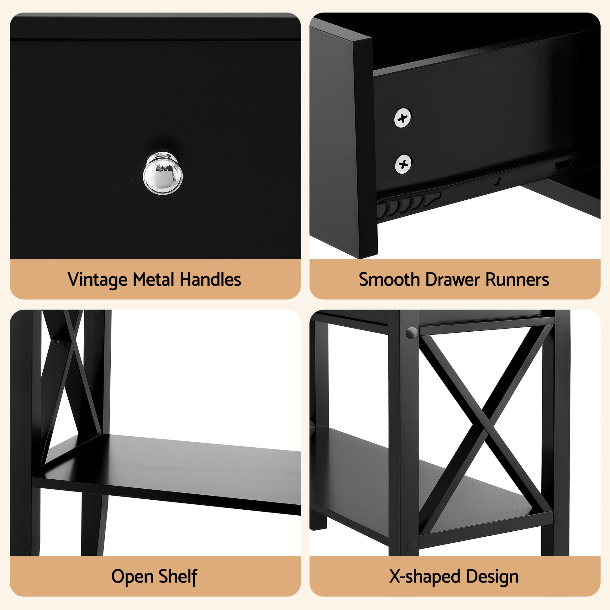Artiss Console Table 2 Drawers 100CM Black