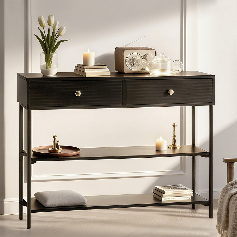 Artiss Console Table 3-Tier Black