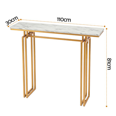 Artiss Console Table Hallway Entryway Table Marble Effect 110CM White & Gold