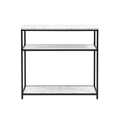 Artiss Console Table Marble Effect 3-Tier Sofa Entryway Side Table 90CM White