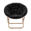 Artiss Cozy Saucer Chair Soft Faux Fur Folding Accent Chair for Bedroom Black