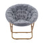 Artiss Cozy Saucer Chair Soft Faux Fur Folding Accent Chair for Bedroom Grey