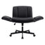 Artiss Cross Legged Office Chair PU Leather Swivel Vanity Chair Wide Seat Adjustable Arms Black