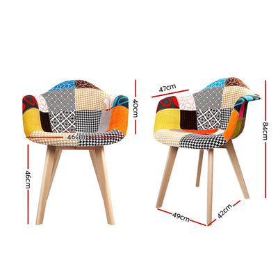 Artiss Dining Chairs Set of 2 Fabric Retro Replica DSW