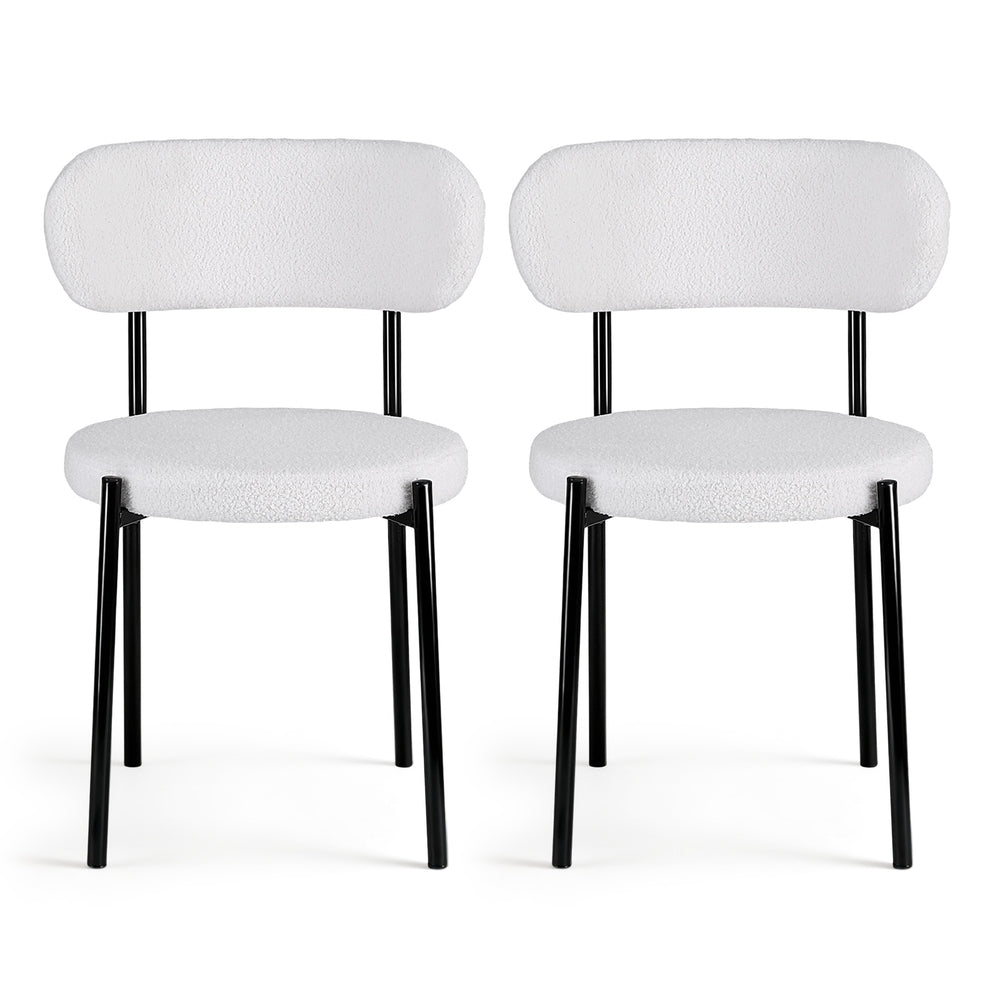 Artiss Dining Chairs Set of 2 Sherpa Boucle White