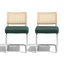 Artiss Dining Chairs Set of 2 Velvet Rattan Cantilever Green