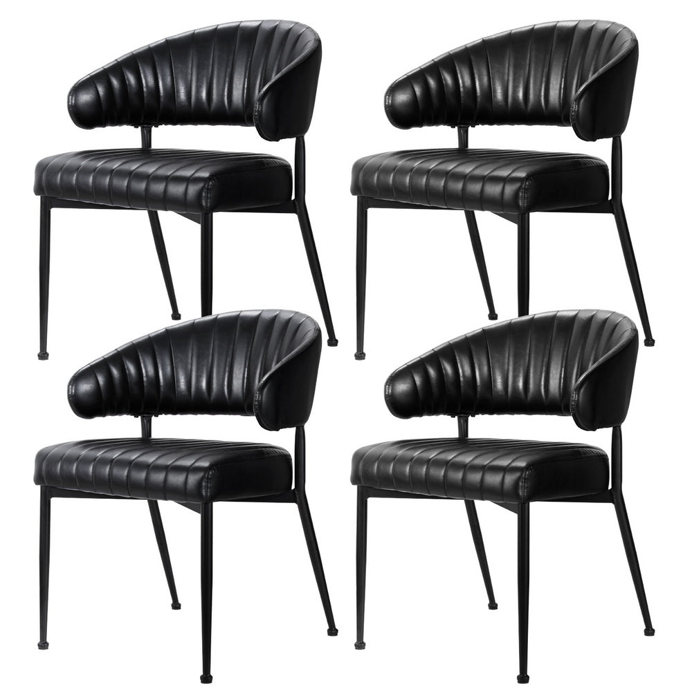 Artiss Dining Chairs Set of 4 Leather Hollow Armchair Black