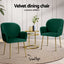 Artiss Dining Chairs Set of 4 Velvet Armchair Green